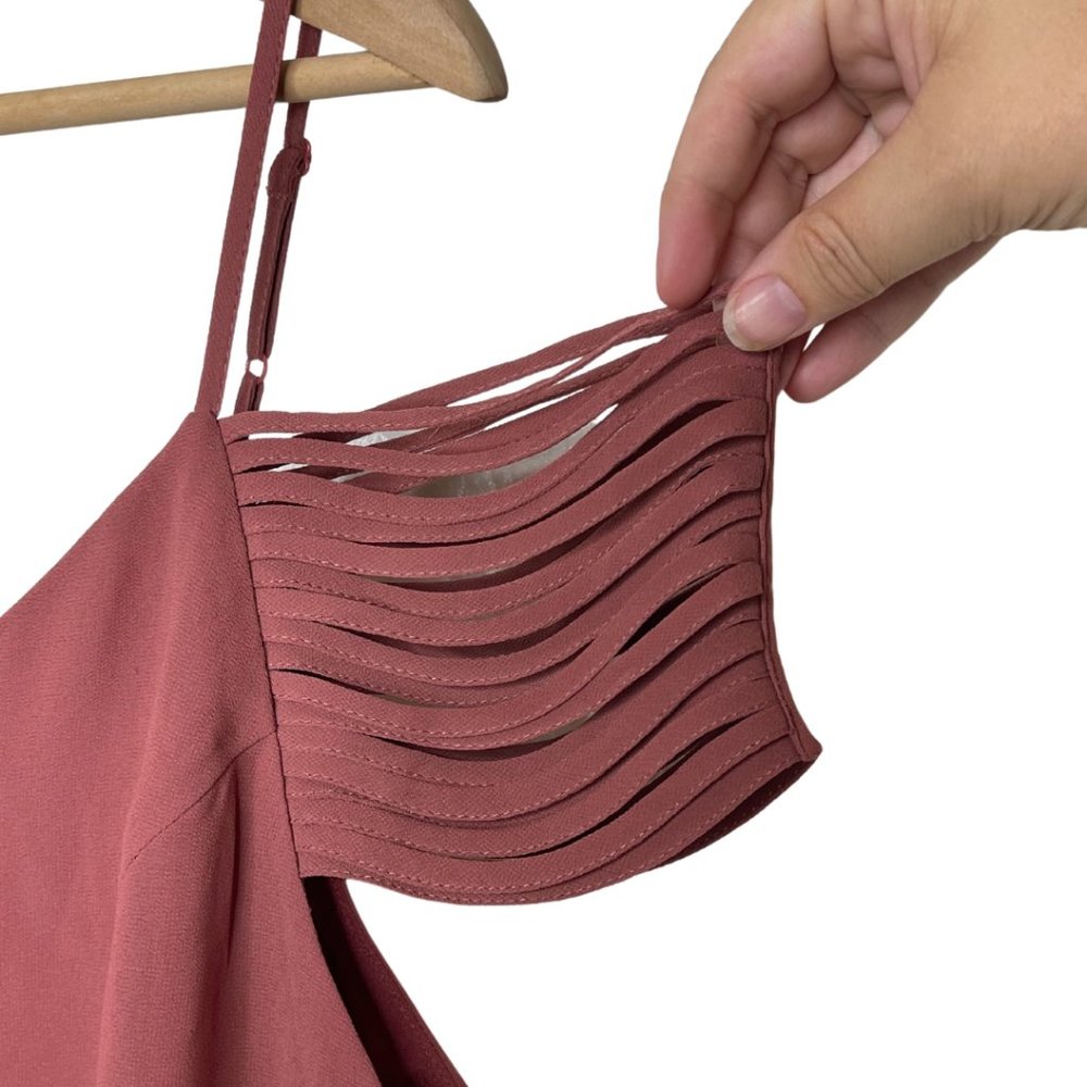 NAKED ZEBRA | Dusty Rose Strappy Cold Shoulder Top | Size L - Picture 3 of 8